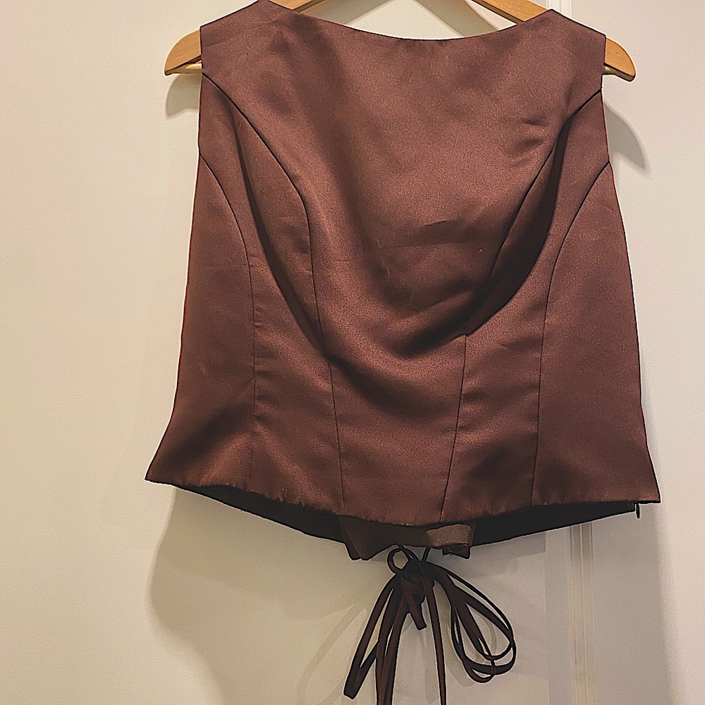 Size 18 brown floor length two-piece gown